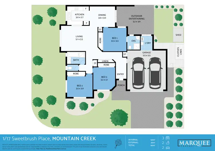 Floorplan of Homely semi-detached listing, 1/17 Sweetbrush Pl, Mountain Creek QLD 4557