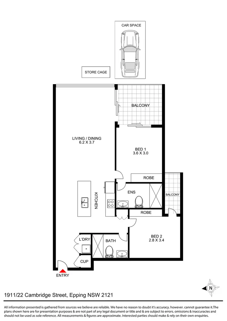 Floorplan of Homely apartment listing, Unit 1911/22 Cambridge St, Epping NSW 2121