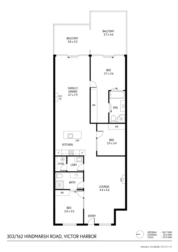 Floorplan of Homely apartment listing, Unit 303/162 Hindmarsh Rd, Victor Harbor SA 5211