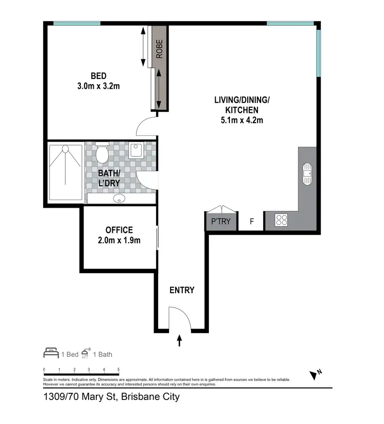 Floorplan of Homely apartment listing, Unit 1309/70 Mary St, Brisbane City QLD 4000