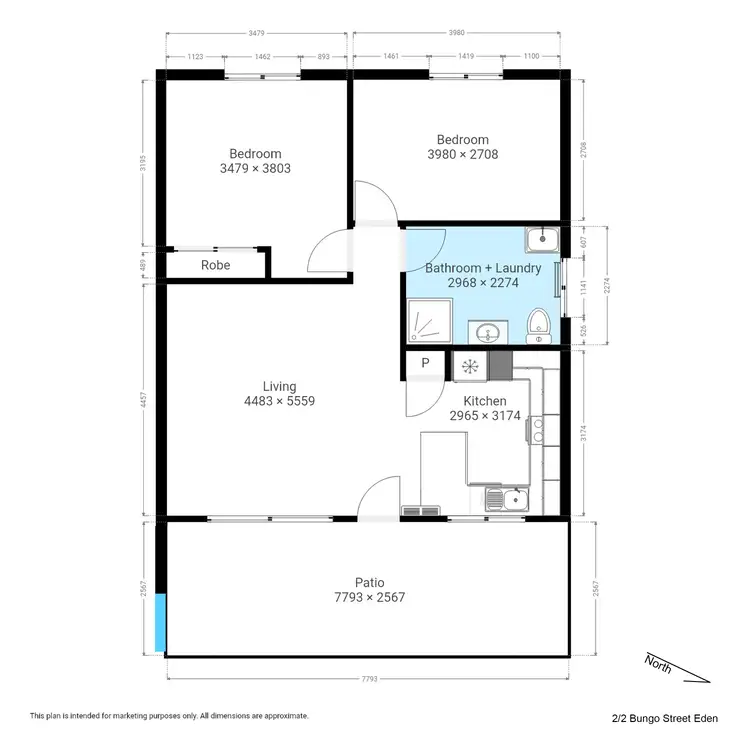 Floorplan of Homely unit listing, 2/2 Bungo St, Eden NSW 2551