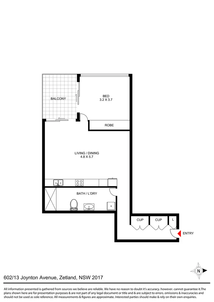 Floorplan of Homely apartment listing, Unit 602/13 Joynton Ave, Zetland NSW 2017