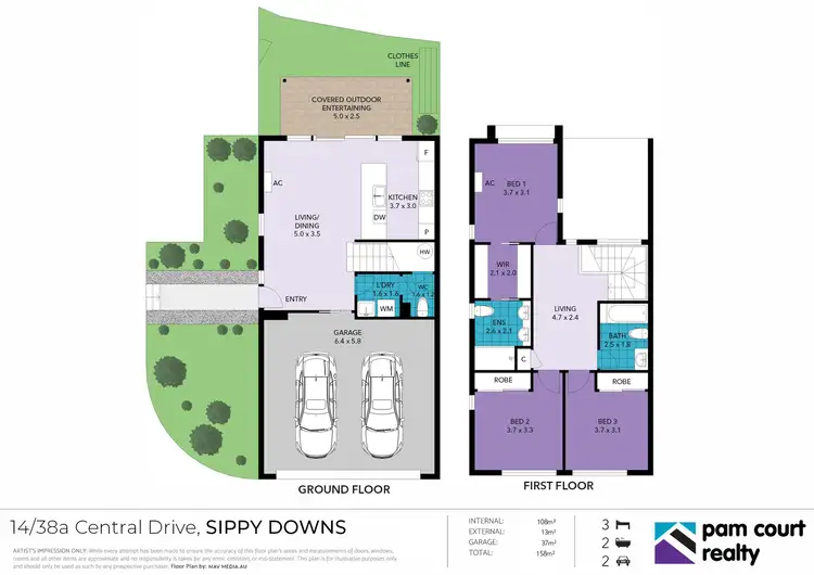 Floorplan of Homely townhouse listing, Unit 14/38a Central Drive, Sippy Downs QLD 4556