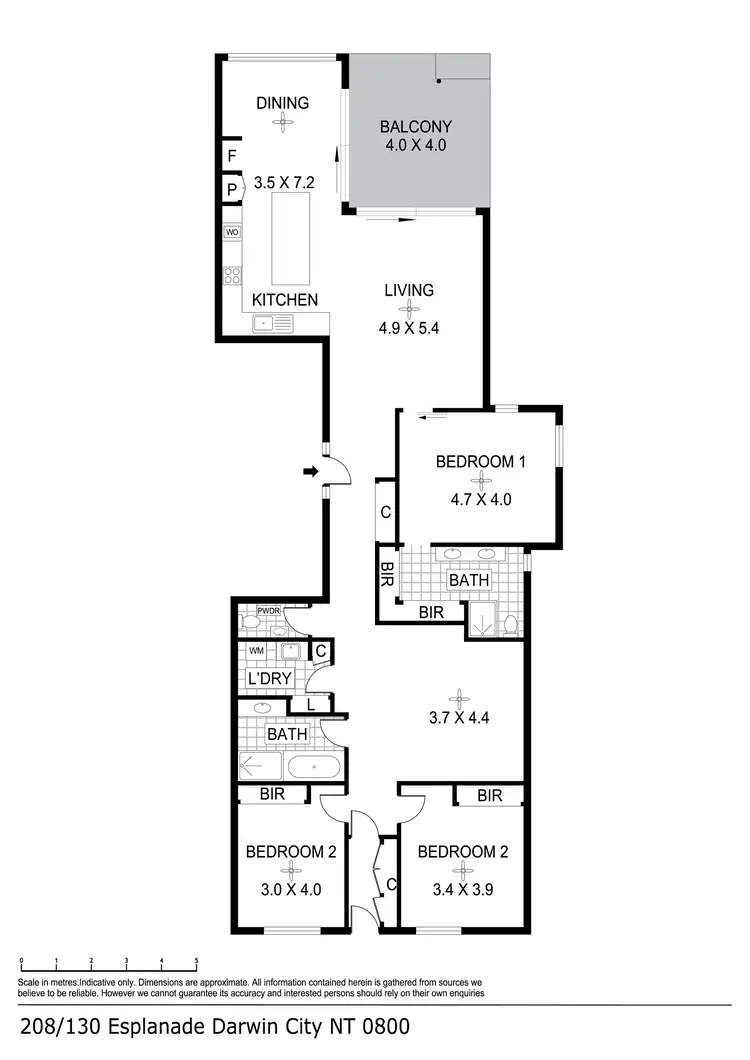 Floorplan of Homely unit listing, 208/130 Esplanade, Darwin City NT 800