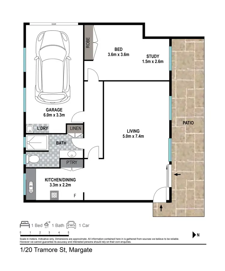 Floorplan of Homely unit listing, 1/20 Tramore Street, Margate QLD 4019