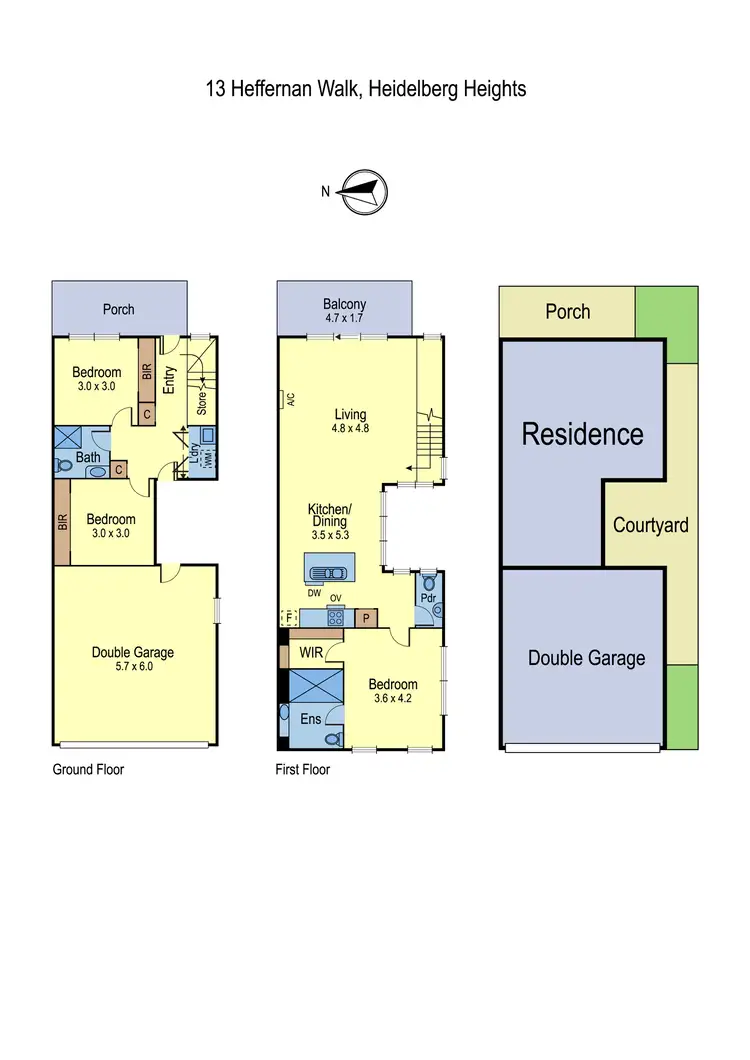 Floorplan of Homely townhouse listing, 13 Heffernan Walk, Heidelberg Heights VIC 3081