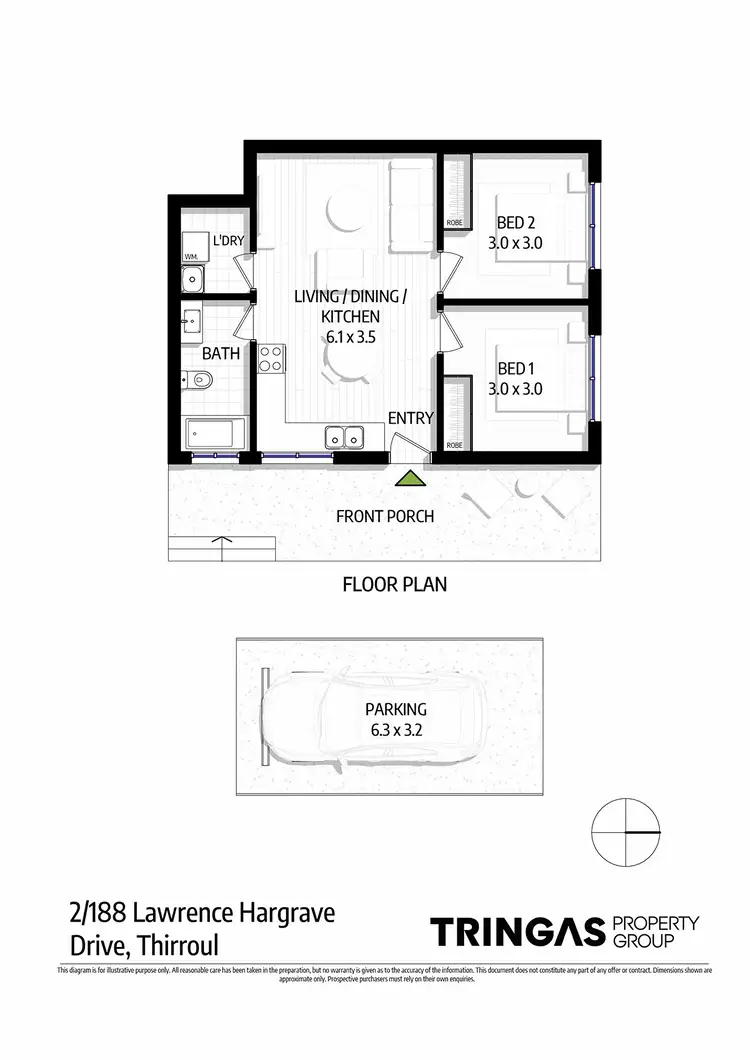 Floorplan of Homely unit listing, 2/188 Lawrence Hargrave Dr, Thirroul NSW 2515