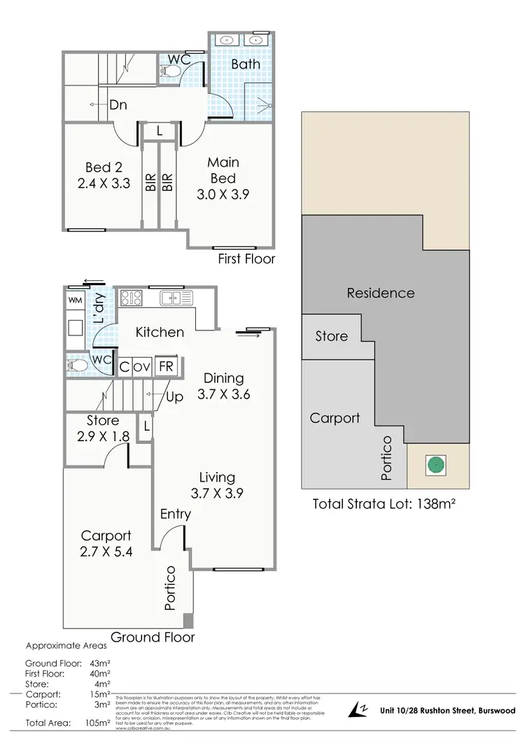Floorplan of Homely townhouse listing, 10/28 Rushton Street, Burswood WA 6100