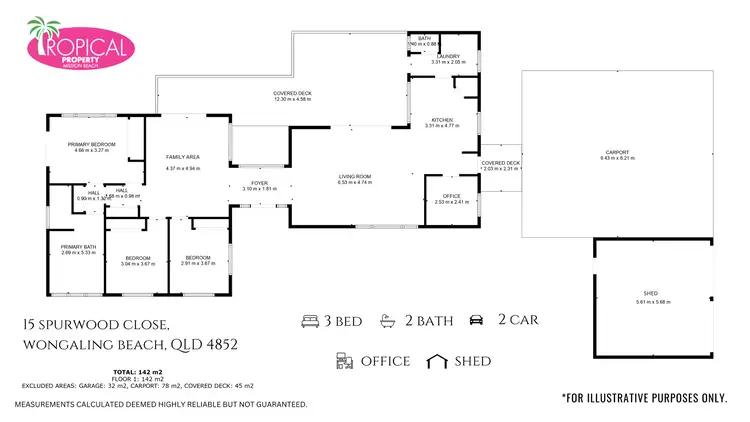 Floorplan of Homely house listing, 15 Spurwood Cl, Wongaling Beach QLD 4852