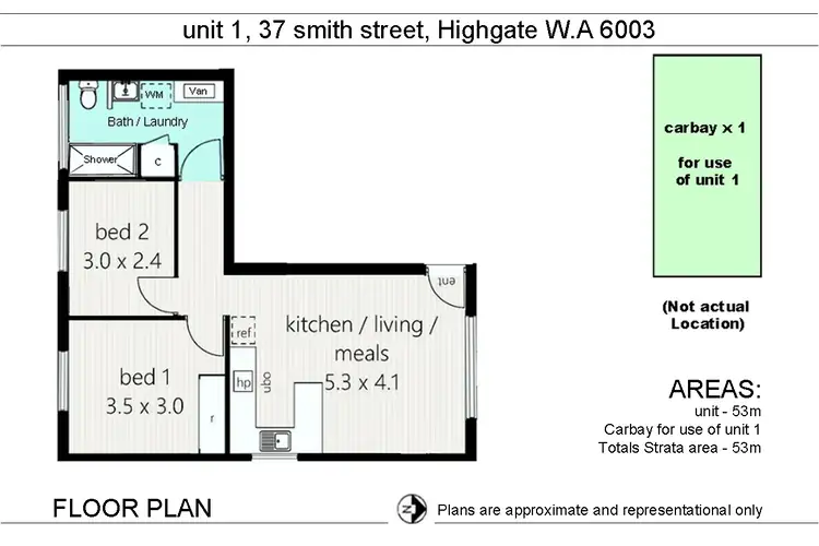 Floorplan of Homely unit listing, 1/37 Smith Street, Highgate WA 6003