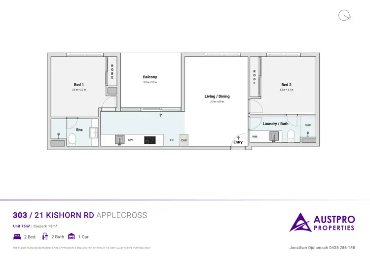 Floorplan of Homely apartment listing, Unit 303/21 Kishorn Road, Applecross WA 6153