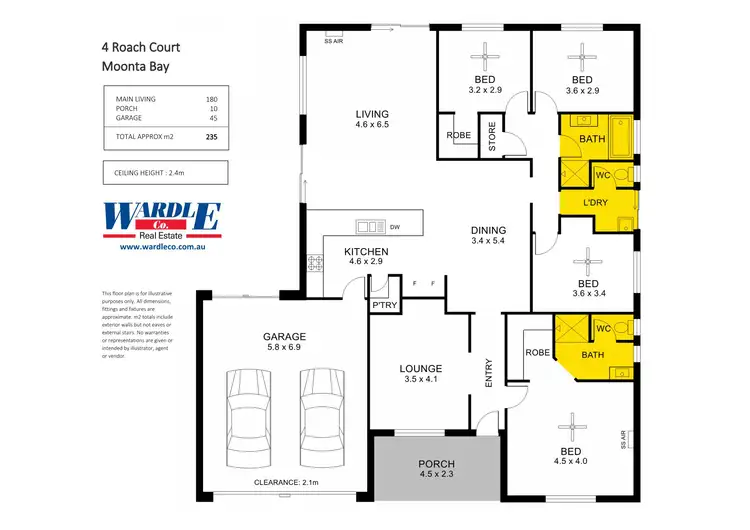 Floorplan of Homely house listing, 4 Roach Ct, Moonta Bay SA 5558