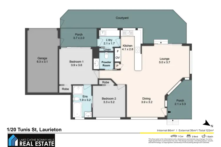 Floorplan of Homely villa listing, Unit 1/20 Tunis St, Laurieton NSW 2443