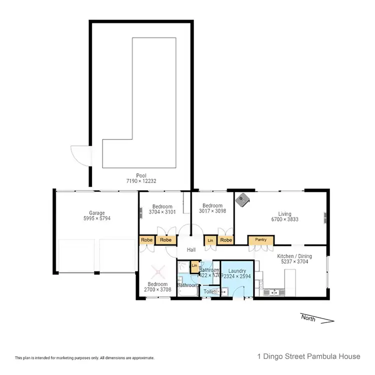 Floorplan of Homely rural property listing, 1 Dingo Street, Pambula NSW 2549