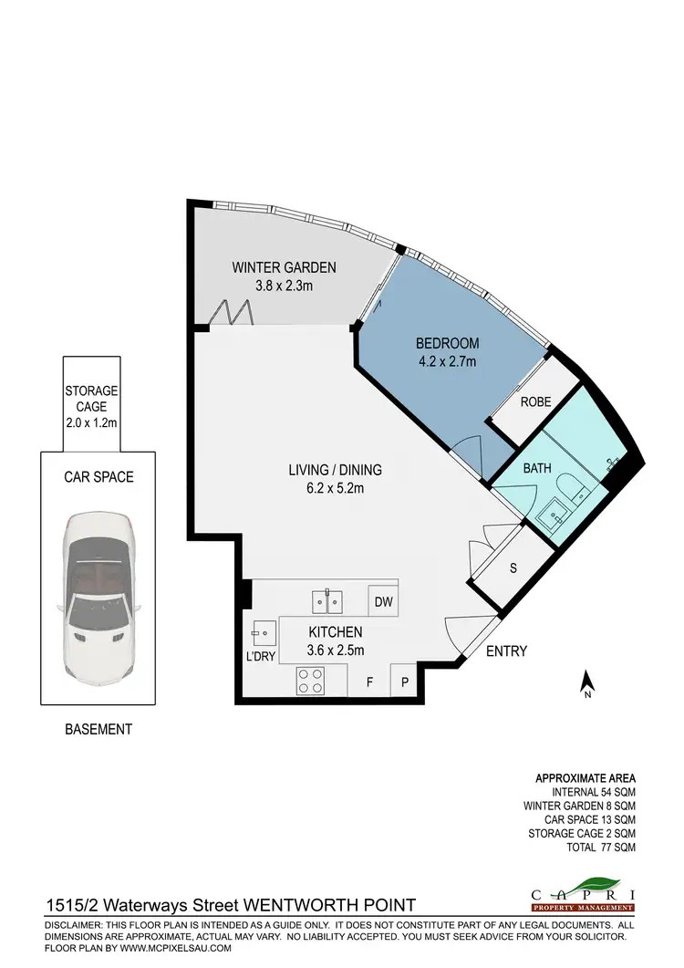 Floorplan of Homely apartment listing, Unit 1515/2 Waterways St, Wentworth Point NSW 2127