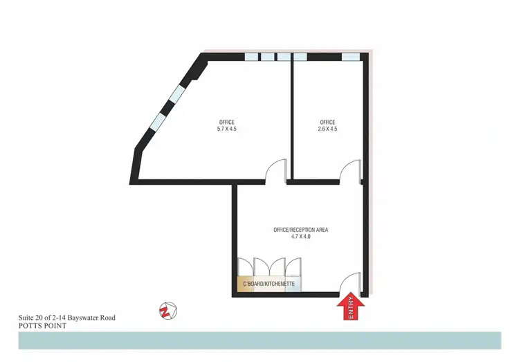 Floorplan of Homely studio listing, Suite 20/2-14 Bayswater Rd, Potts Point NSW 2011