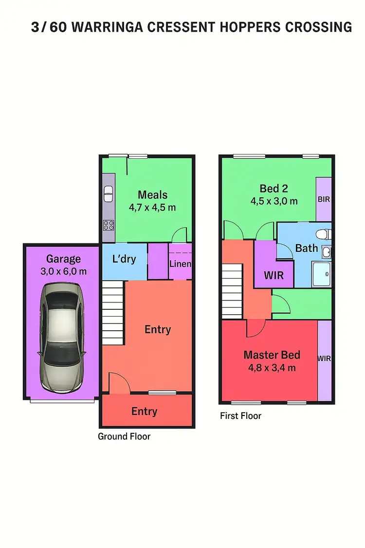 Floorplan of Homely townhouse listing, 3/60 Warringa Crescent, Hoppers Crossing VIC 3029