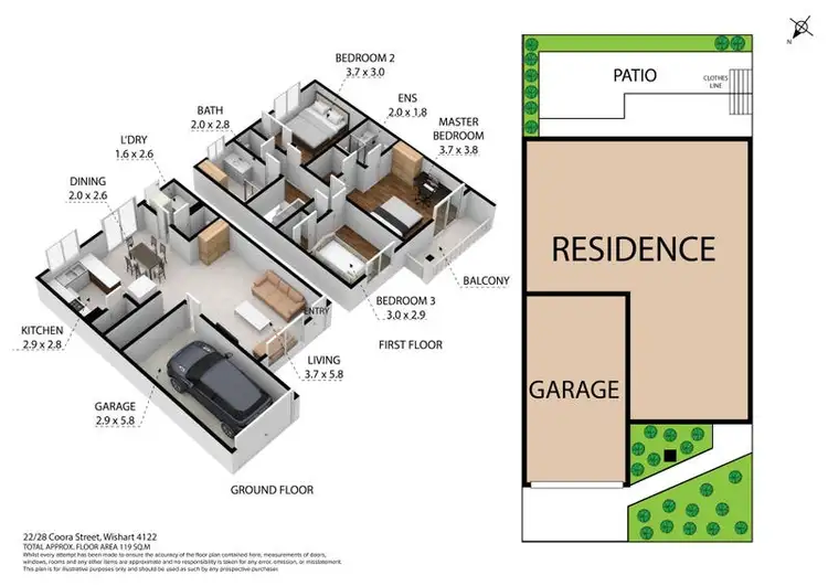Floorplan of Homely townhouse listing, 36/28 Coora Street, Wishart QLD 4122