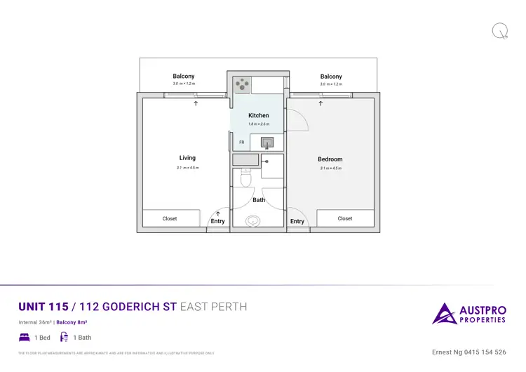 Floorplan of Homely apartment listing, Unit 115/112-122 Goderich Street, East Perth WA 6004