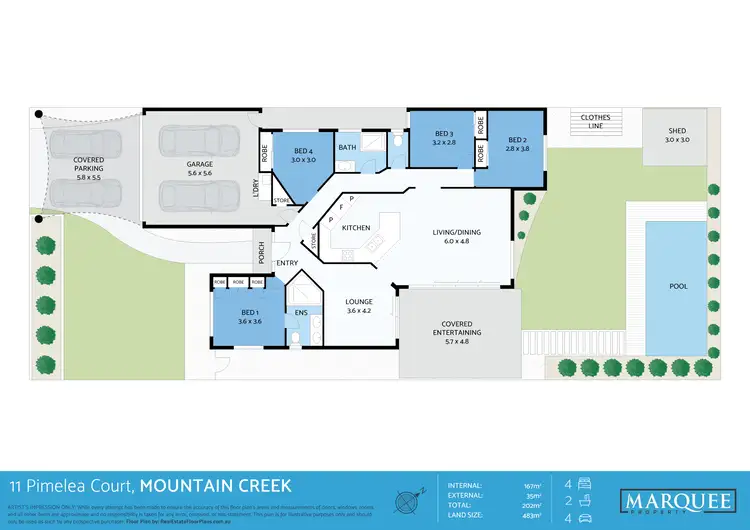 Floorplan of Homely house listing, 11 Pimelea Ct, Mountain Creek QLD 4557