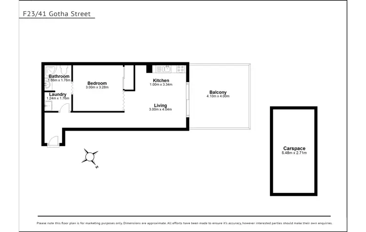 Floorplan of Homely apartment listing, Unit 23F/41 Gotha St, Fortitude Valley QLD 4006