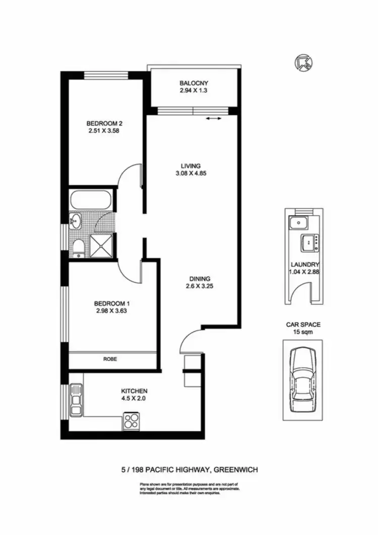 Floorplan of Homely unit listing, Unit 5/198 Pacific Hwy, Greenwich NSW 2065