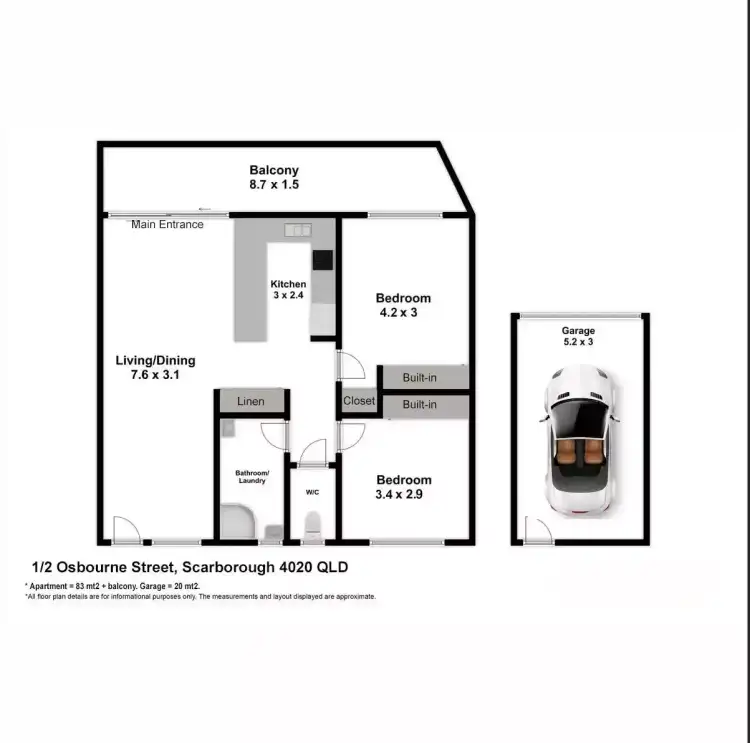 Floorplan of Homely unit listing, Unit 1/2 Osbourne St, Scarborough QLD 4020
