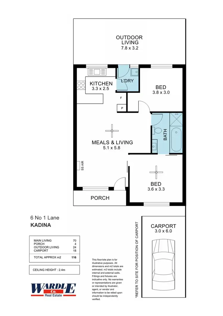 Floorplan of Homely unit listing, 6 Number One Lane, Kadina SA 5554