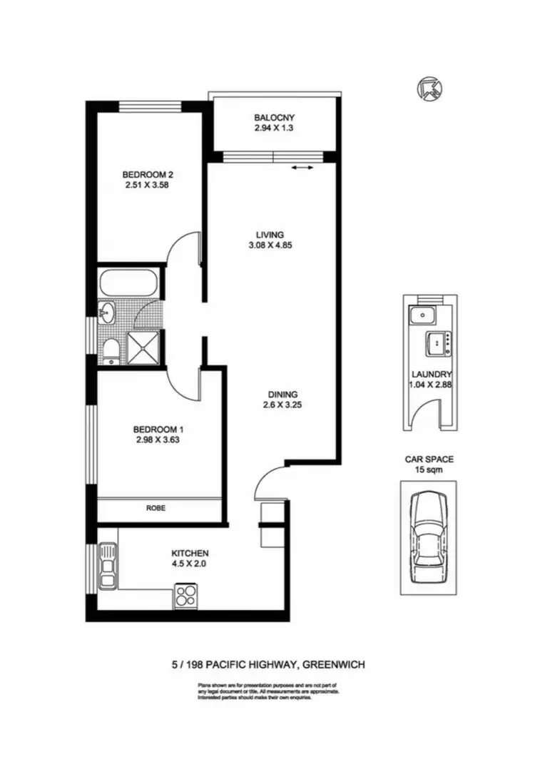 Floorplan of Homely unit listing, 5/198 Pacific Highway, St Leonards NSW 2065