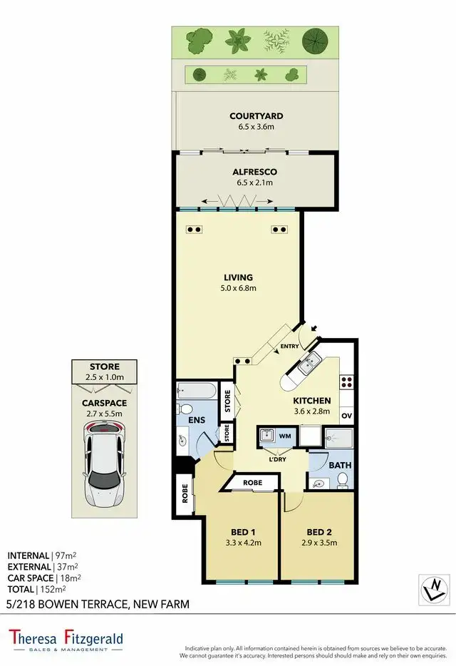 Floorplan of Homely unit listing, Unit 5/210-218 Bowen Tce, New Farm QLD 4005