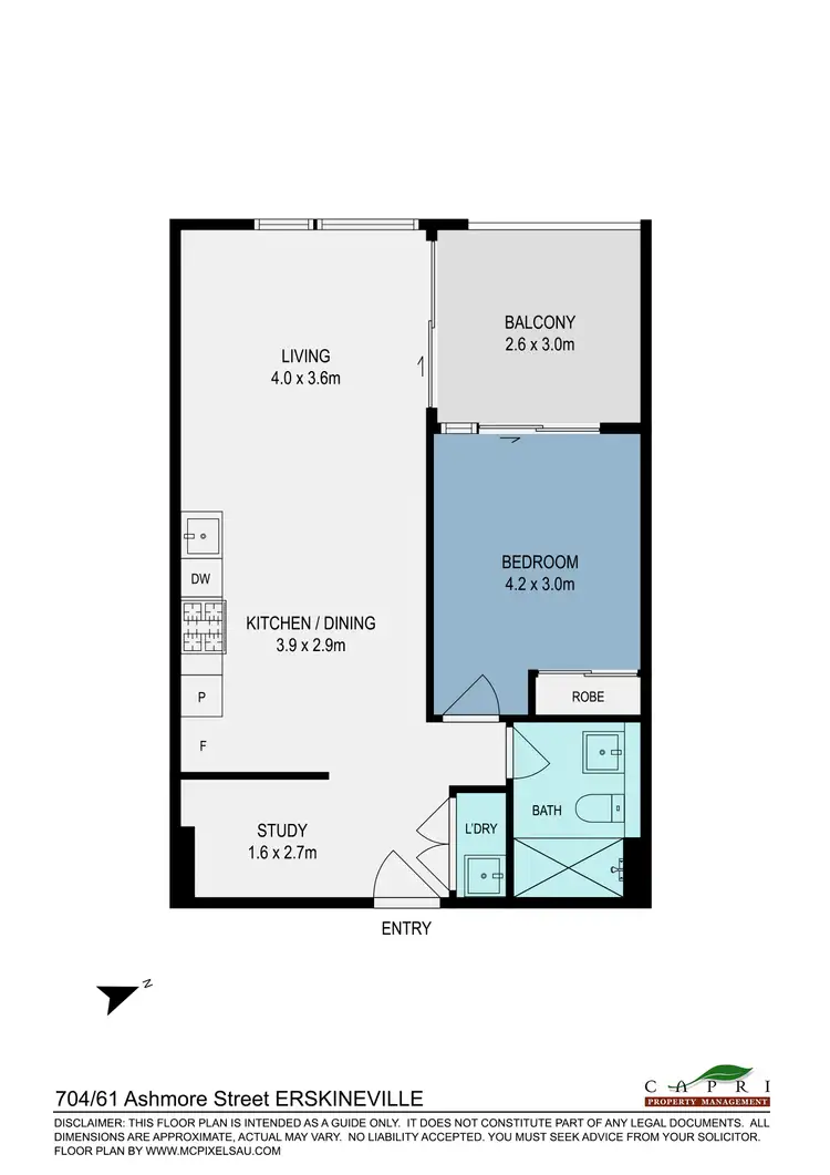 Floorplan of Homely apartment listing, Unit 704/61 Ashmore St, Erskineville NSW 2043