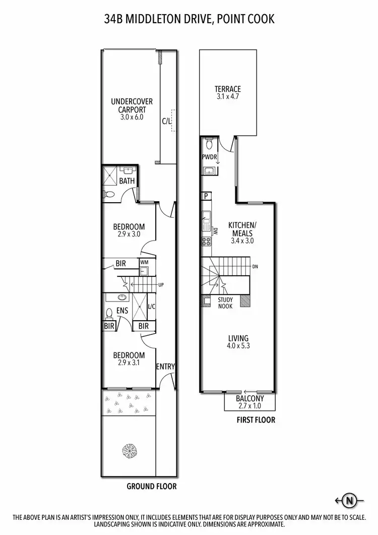 Floorplan of Homely townhouse listing, 34B Middleton Drive, Point Cook VIC 3030
