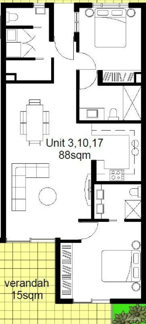 Floorplan of Homely unit listing, 17/4 Bishop Street, Woolner NT 820