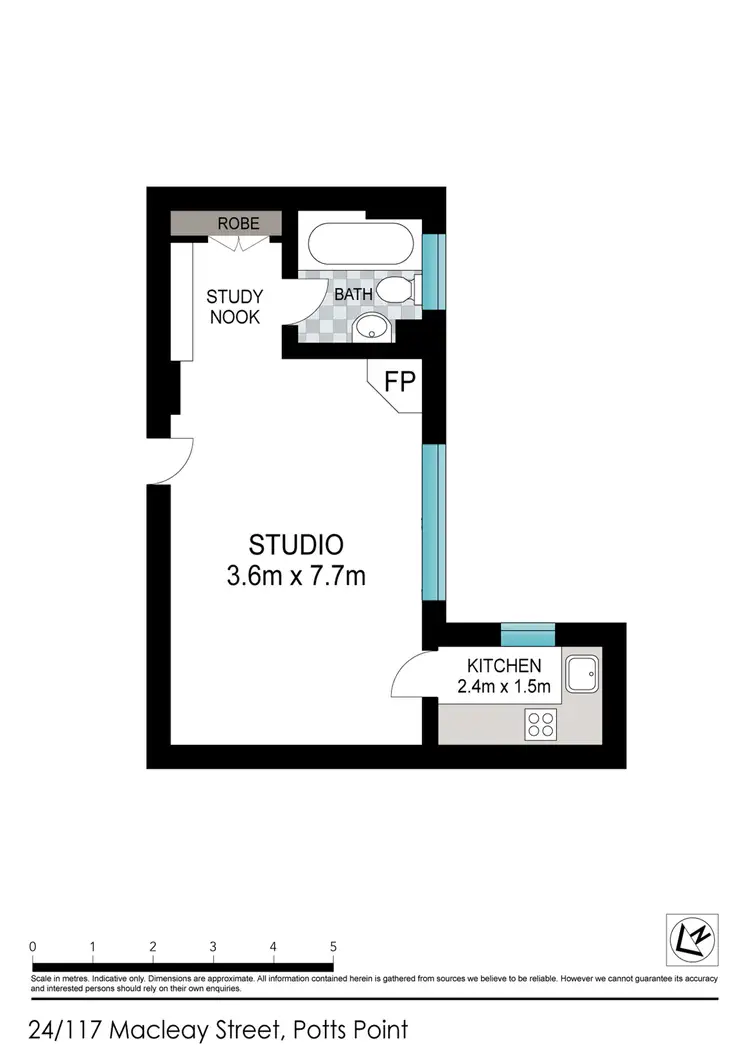 Floorplan of Homely studio listing, Unit 24/117 Macleay St, Potts Point NSW 2011