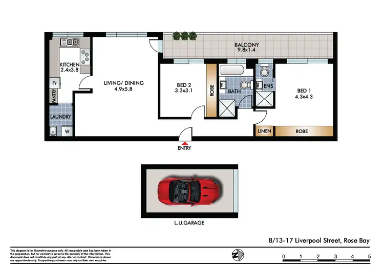 Floorplan of Homely apartment listing, Unit 8/13-17 Liverpool St, Rose Bay NSW 2029