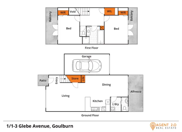 Floorplan of Homely townhouse listing, 1 / 1-3 Glebe Avenue, Goulburn NSW 2580