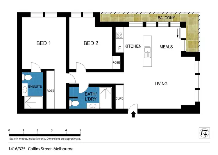 Floorplan of Homely apartment listing, Unit 1416/325 Collins St, Melbourne VIC 3000