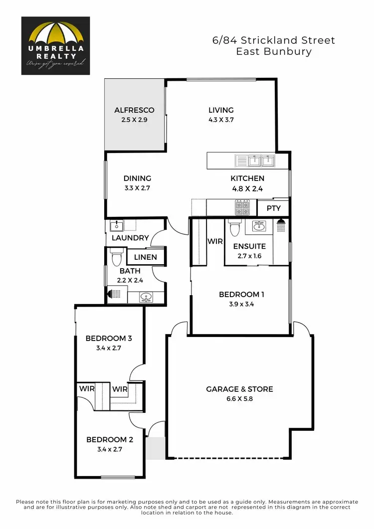 Floorplan of Homely unit listing, Unit 6/84 Strickland St, East Bunbury WA 6230