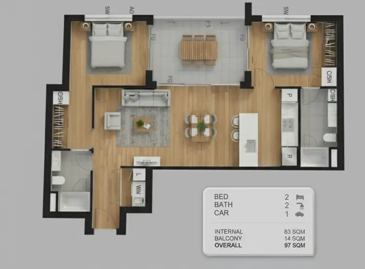 Floorplan of Homely apartment listing, Unit 34/19 Railway Terrace, Milton QLD 4064