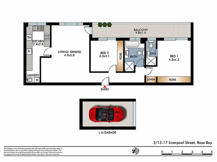 Floorplan of Homely apartment listing, Unit 2/13-17 Liverpool St, Rose Bay NSW 2029