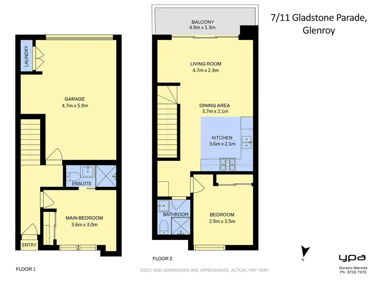 Floorplan of Homely townhouse listing, Unit 7/11 Gladstone Pde, Glenroy VIC 3046