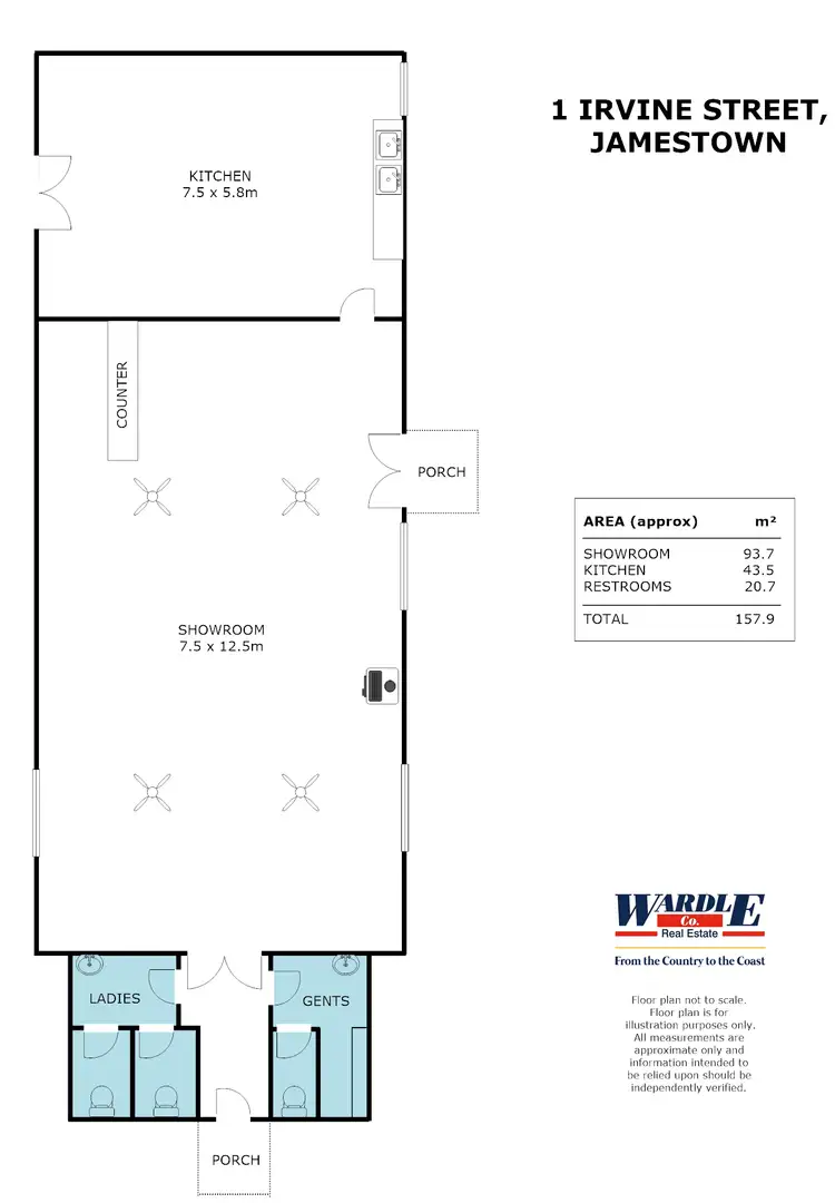 Floorplan of Homely warehouse listing, 1 Irvine St, Jamestown SA 5491