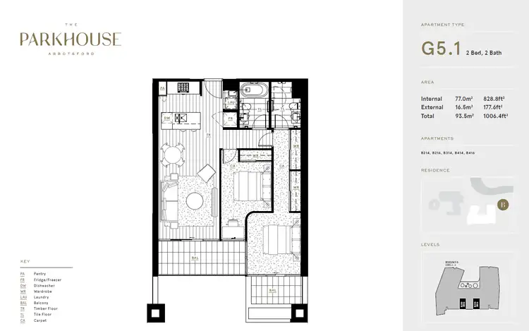 Floorplan of Homely apartment listing, B214/631 Victoria St, Abbotsford VIC 3067