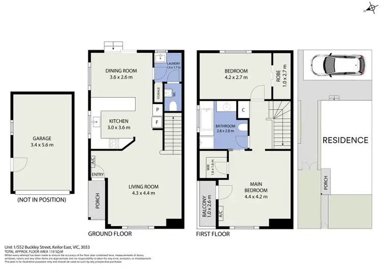 Floorplan of Homely townhouse listing, 1/552 Buckley Street, Keilor East VIC 3033