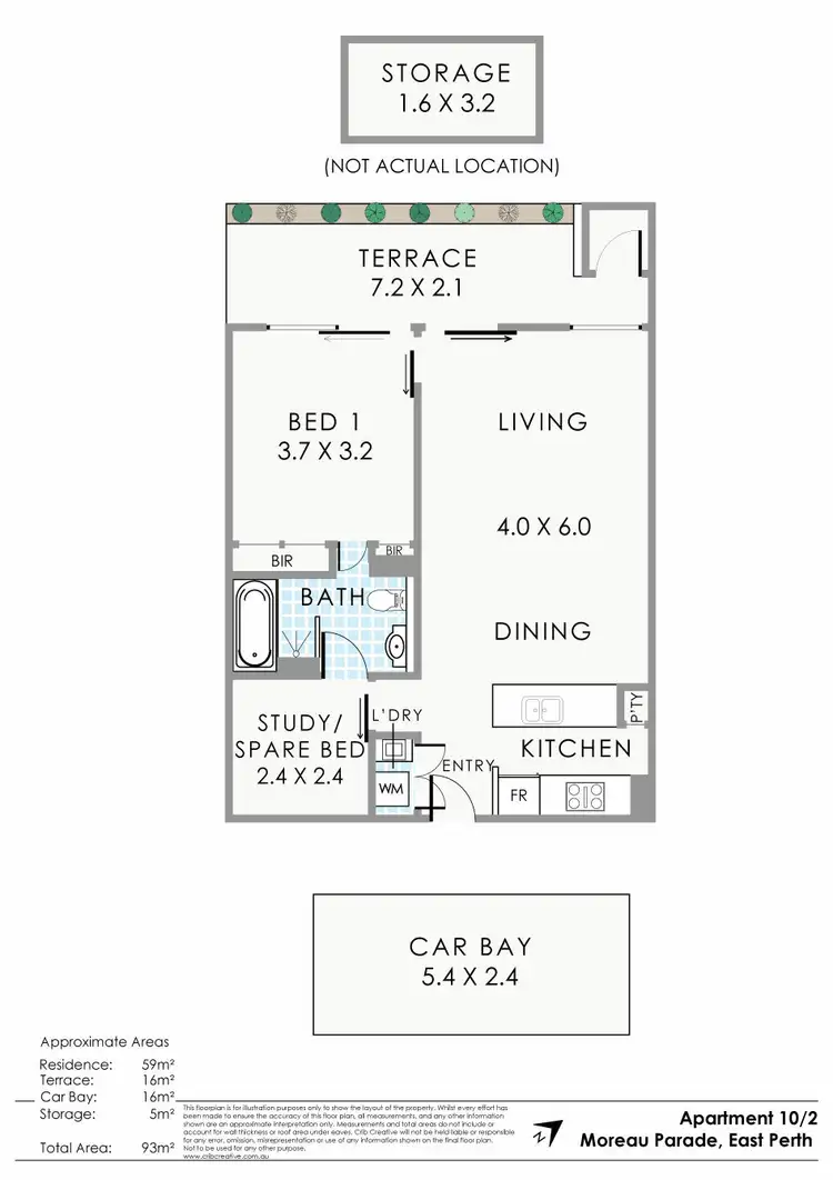 Floorplan of Homely apartment listing, G10/2 Moreau Parade, East Perth WA 6004