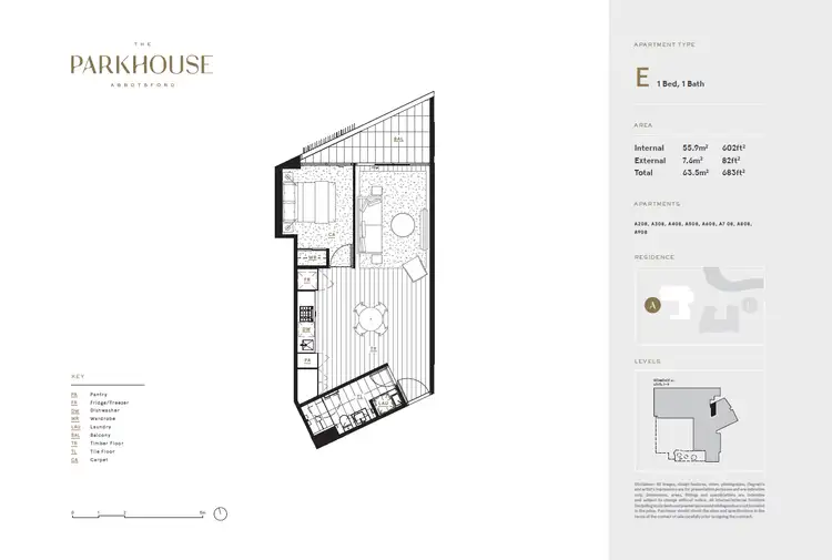 Floorplan of Homely apartment listing, A608/627 Victoria St, Abbotsford VIC 3067