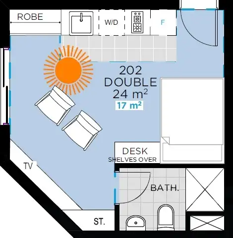 Floorplan of Homely studio listing, 202/6 Topaz Place, Bankstown NSW 2200