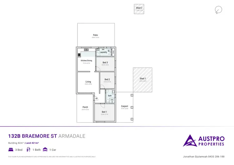 Floorplan of Homely semi-detached listing, 132B Braemore Street, Armadale WA 6112