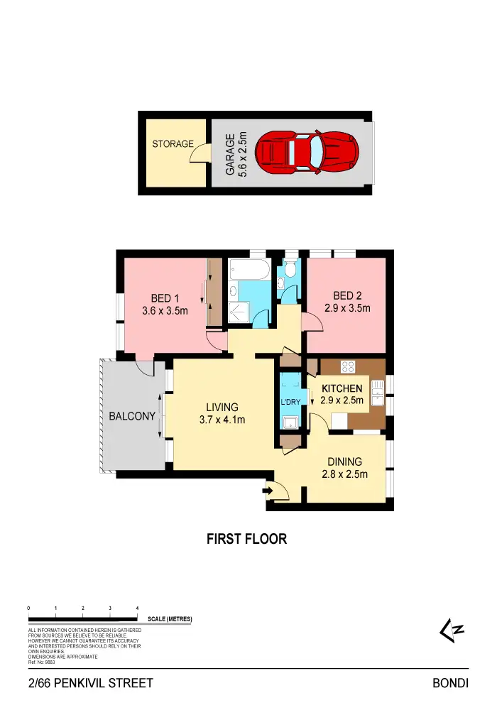 Floorplan of Homely unit listing, 2/66 Penkivil Street, Bondi NSW 2026