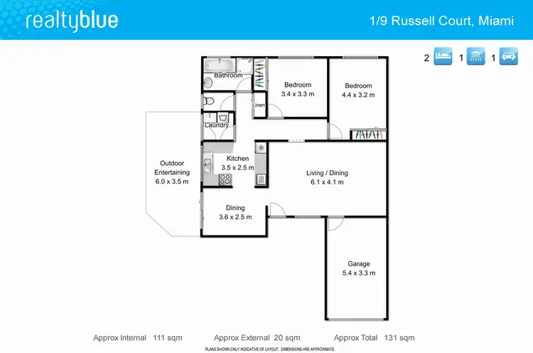 Floorplan of Homely semi-detached listing, 1/9 Russell Court, Miami QLD 4220